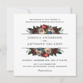 Luxe Elegant Floral Wedding Square Einladung (Vorderseite)