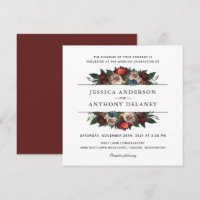 Luxe Elegant Floral Wedding Square Einladung