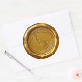 Luxe Elegant Gold Wax Siegel Hochzeit Runder Aufkleber (Umschlag)