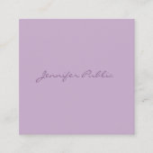 Luxe Elegant Handwriting Script Moderne Lila Elega Quadratische Visitenkarte (Vorderseite)