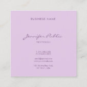 Luxe Elegant Handwriting Script Moderne Lila Elega Quadratische Visitenkarte (Rückseite)