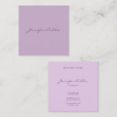 Luxe Elegant Handwriting Script Moderne Lila Elega Quadratische Visitenkarte (Vorne/Hinten)