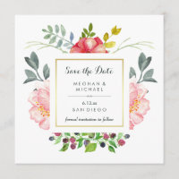 Luxe Elegante Peony Blume mit Gold Save the Date
