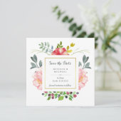 Luxe Elegante Peony Blume mit Gold Save the Date (Stehend Vorderseite)