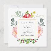 Luxe Elegante Peony Blume mit Gold Save the Date (Vorderseite)