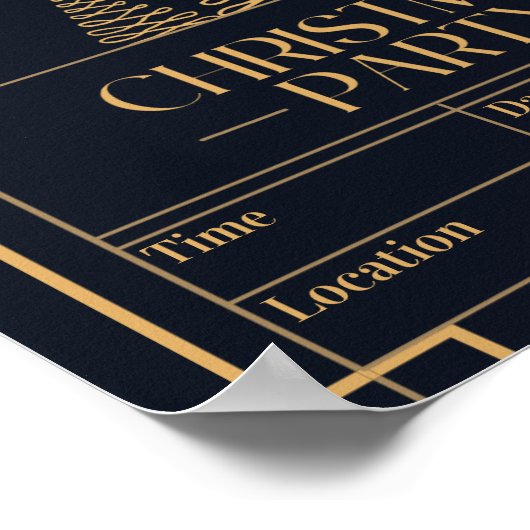 Luxe Elegante Weihnachts-Party Einladung Poster (Ecke)