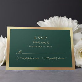 Luxe Emerald Green Classic Imitate Gold RSVP Card Karte