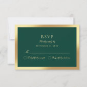 Luxe Emerald Green Classic Imitate Gold RSVP Card Karte (Vorderseite)