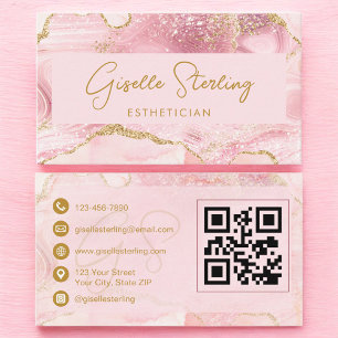 Luxe Esthetician Blush Pink Gold Achat QR Code Visitenkarte