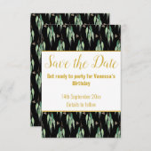 LUXE EUCALYPTUS PATTERN BLACK SAVE THE DATE UAWG RSVP KARTE (Vorne/Hinten)