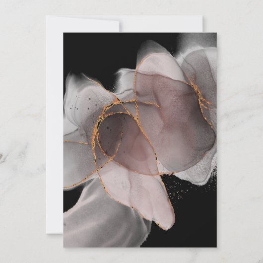 LUXE FLOING ABSTRAKTE ROSE WEDING INVITATION EINLADUNG (Rückseite)