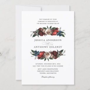 Luxe Floral Accents Monogram Wedding Einladung