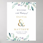 Luxe Floral Ampersand Begrüßungszeichen Poster (Vorne)