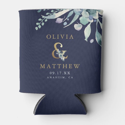 Luxe Floral Ampersand Wedding Monogram Dosenkühler (Vorderseite)
