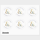 Luxe Floral Ampersand Wedding Monogram Runder Aufkleber (Blatt)
