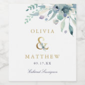 Luxe Floral Ampersand Wedding Monogram Weinetikett (Einzelnes Label)