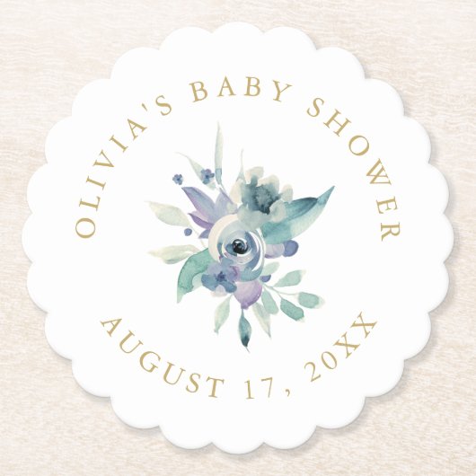 Luxe Floral Baby Shower Untersetzer (Vorderseite)