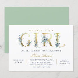 Luxe Floral Girl Baby Shower by Mail Einladung