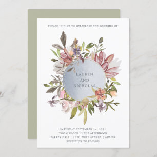 Luxe Floral in Moss  Elegantes Hochzeitswasser Einladung