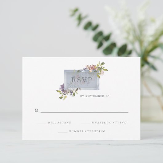 Luxe Floral | Moss Green Watercolor Wedding RSVP Karte (Stehend Vorderseite)