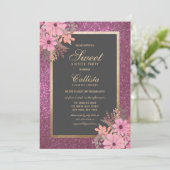 Luxe Floral Radiance: Modernes 16 . Geburtstag Einladung (Stehend Vorderseite)