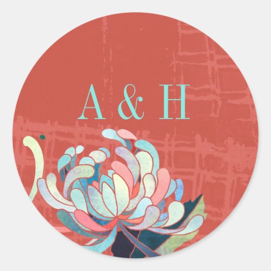 Luxe Floral Red Gastgeschenk Hochzeit Runder Aufkleber (Vorderseite)