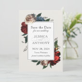 Luxe Floral Save the Date mit Ihrem Foto (Stehend Vorderseite)