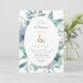 Luxe Floral Wedding Einladung (Stehend Vorderseite)