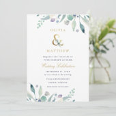 Luxe Floral Wedding Einladung (Stehend Vorderseite)