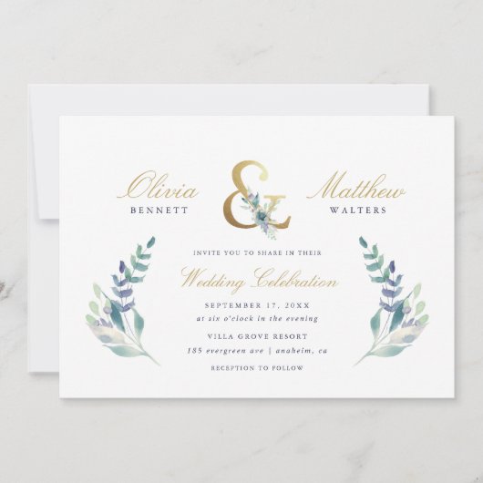 Luxe Floral Wedding Einladung (Vorderseite)