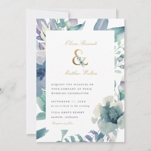Luxe Floral Wedding Einladung (Vorderseite)