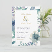 Luxe Floral Wedding Einladung (Stehend Vorderseite)