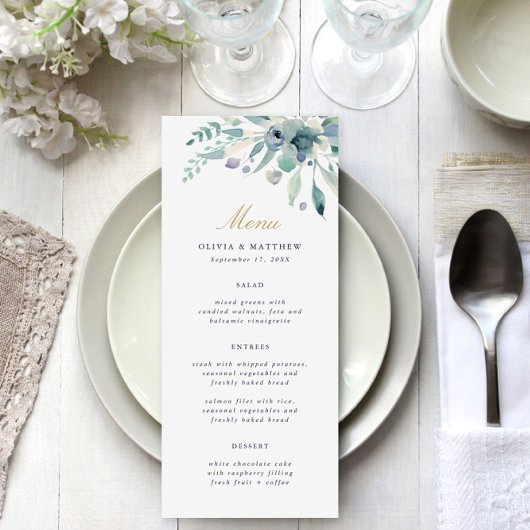 Luxe Floral Wedding Menu Card Menükarte