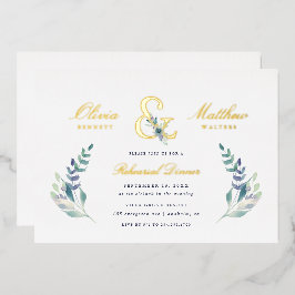 Luxe Floral Wedding Probe Dinner Foil Folieneinladung