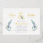 Luxe Floral Wedding Probe Dinner Folieneinladung (Vorderseite)