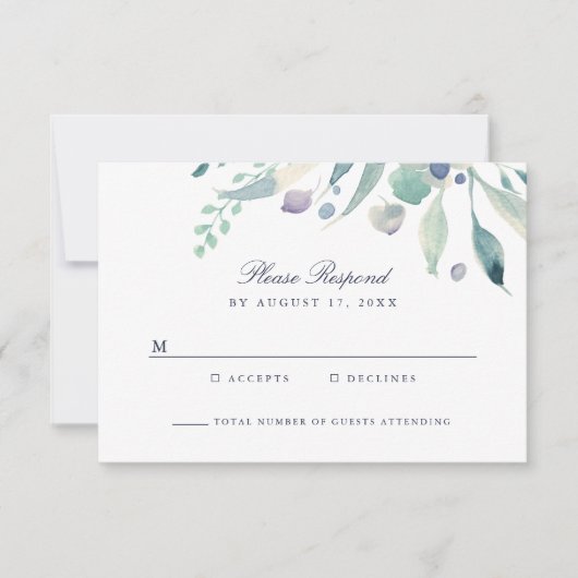 Luxe Floral Wedding RSVP Card Karte (Vorderseite)