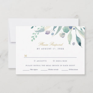 Luxe Floral Wedding RSVP Card mit Wahlmöglichkeit