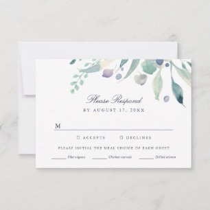 Luxe Floral Wedding RSVP Card mit Wahlmöglichkeit Karte