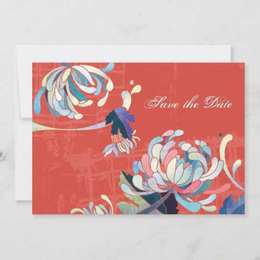 Luxe florale Red Wedding speichern das Datum Save The Date (Vorderseite)