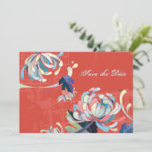 Luxe florale Red Wedding speichern das Datum Save The Date (Stehend Vorderseite)