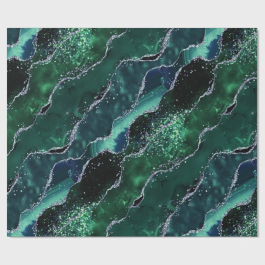 Luxe Gemstone Emerald Glitter Agate Geschenkpapier (Flach)