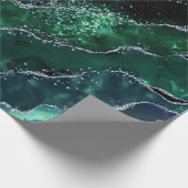 Luxe Gemstone Emerald Glitter Agate Geschenkpapier (Ecke)