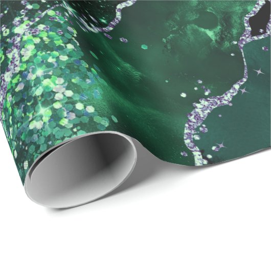 Luxe Gemstone Emerald Glitter Agate Geschenkpapier (Rolleneckpunkt)