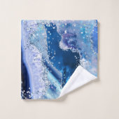 Luxe Gemstone Marble Blue Glitter Agate Badhandtuch Set (Waschlappen)