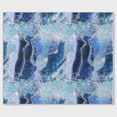 Luxe Gemstone Marble Blue Glitter Agate Geschenkpapier (Flach)