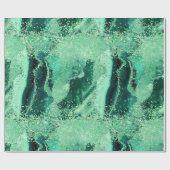 Luxe Gemstone Marble Green Glitter Agate Geschenkpapier (Flach)