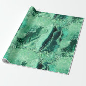 Luxe Gemstone Marble Green Glitter Agate Geschenkpapier (Ungerollt)