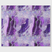 Luxe Gemstone Marble Purple Glitter Agate Geschenkpapier (Flach)