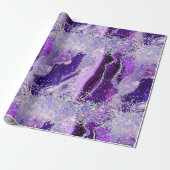 Luxe Gemstone Marble Purple Glitter Agate Geschenkpapier (Ungerollt)