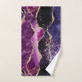 Luxe Gemstone Purple Gold Glitter Agate Badhandtuch Set (Handtuch)